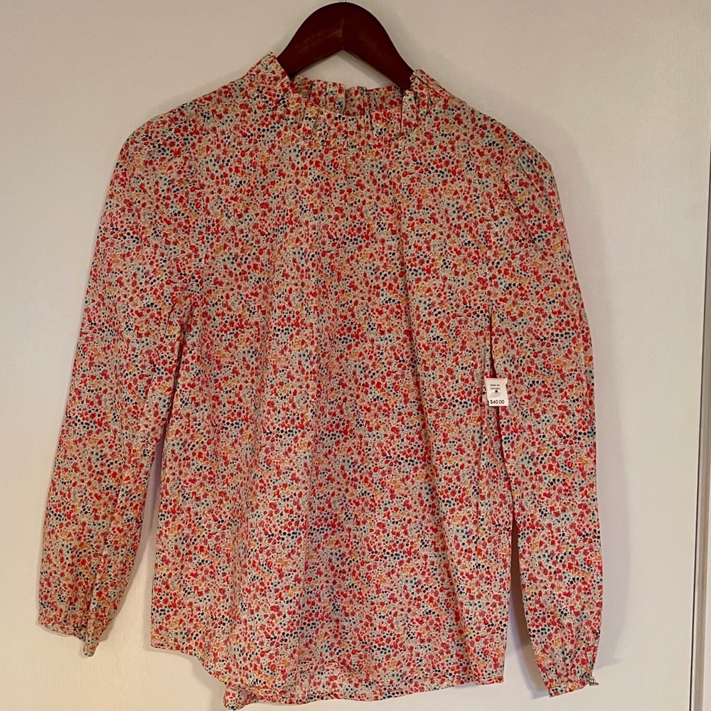 Liberty print smocked-neck sz S top